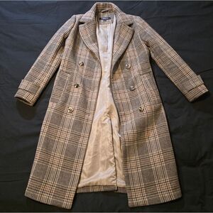 Kenneth Cole Wool Plaid Coat Womens Size Xs
